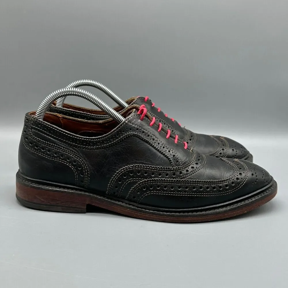 Allen Edmonds McTavish Men's Size 8 Oxford Wingtip Dress Shoes Black Red Laces